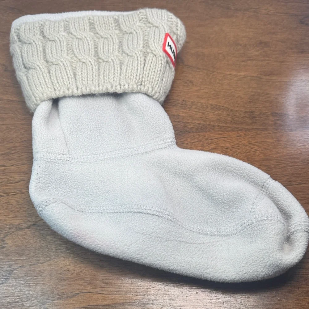 Hunter Short Sweater Fleece Boot Liner Socks, Gray, sz M (US Womens sz 5-7)